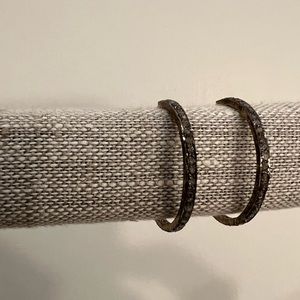 Oxidized Pave Diamond Stone & Gold Hoops